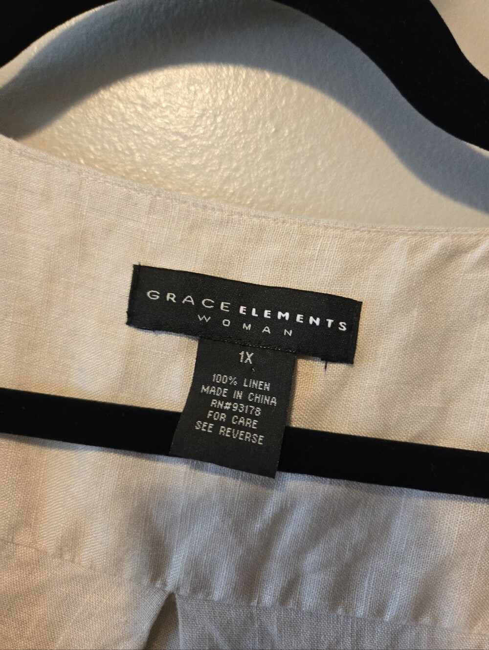 Grace Elements Womens Tan Linen V- Neck Button Up Sleeveless Blouse Top Sz. 1X - Picture 4 of 6